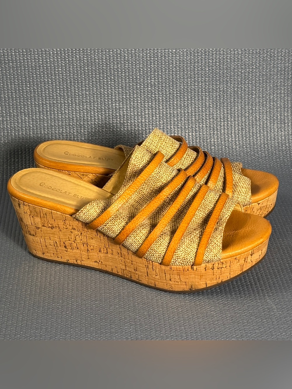 Chocolate Blu Women’s Wapi Platform Wedge Cork Sandals Size 8.5